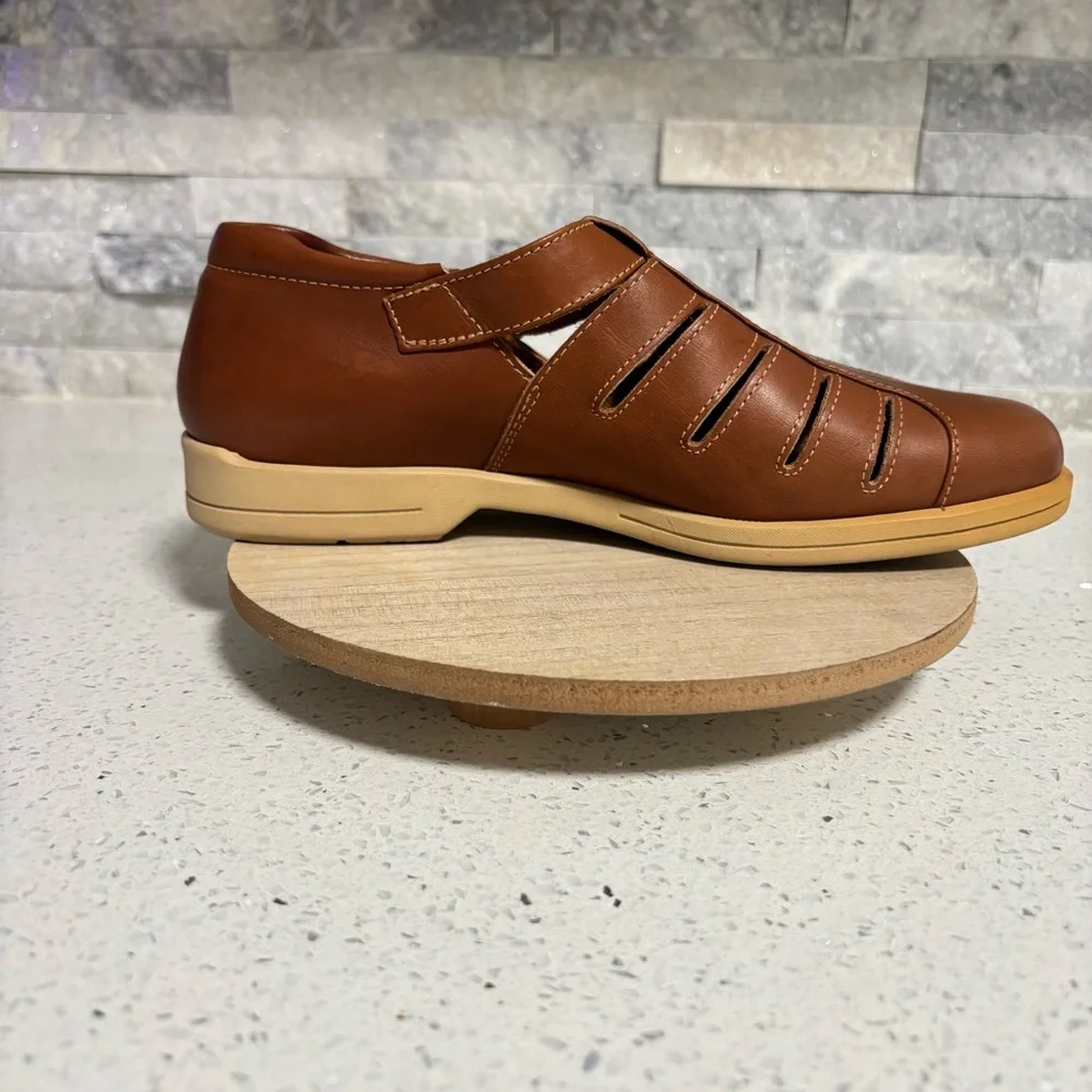 Bally Men's Palaso Brown Tan Leather Fisherman Sandals Shoes Made in Italy 7.5